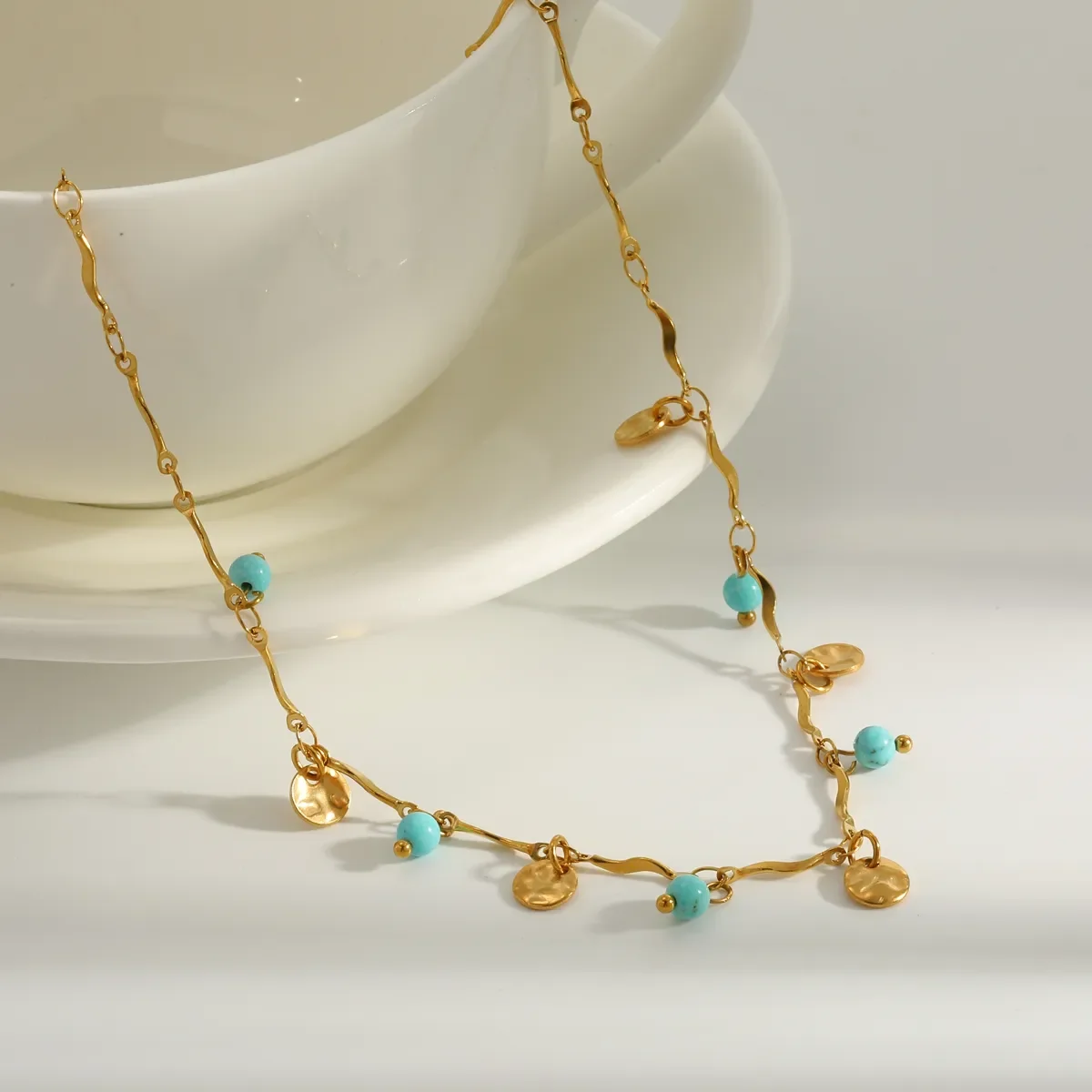 Collier Pampilles Pièces Turquoise