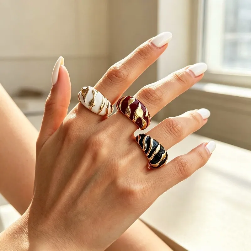Bague Ajustable Géométrique Strass Multicolore