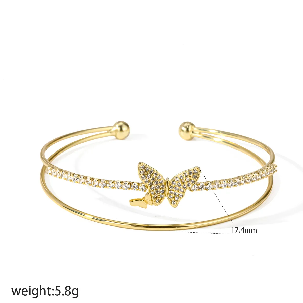 Bracelet Jonc Papillon Pavé de Zircons