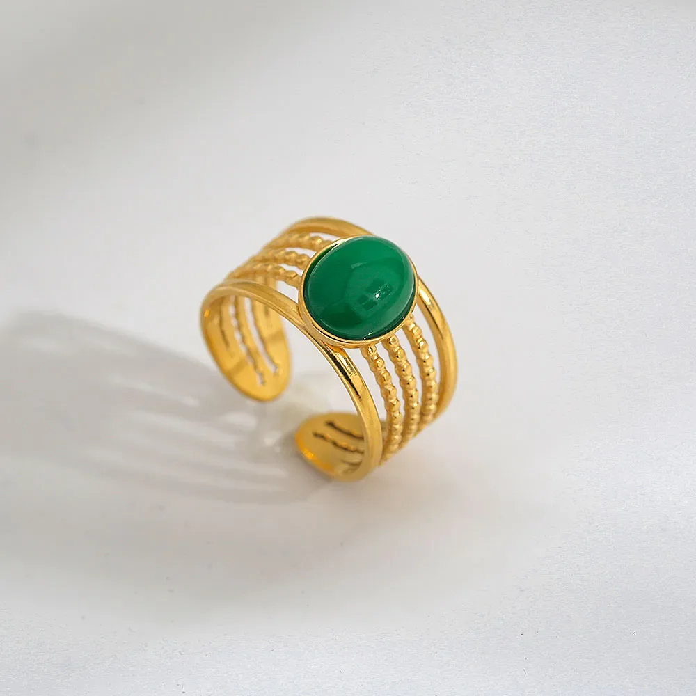 Bague Multi-Anneaux Pierre Verte