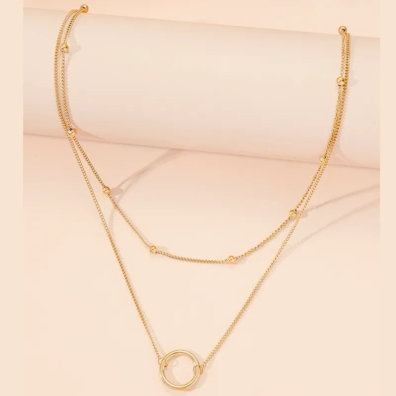 Collier Cercle Plaqué Or Chaîne Boîte Acier Inoxydable