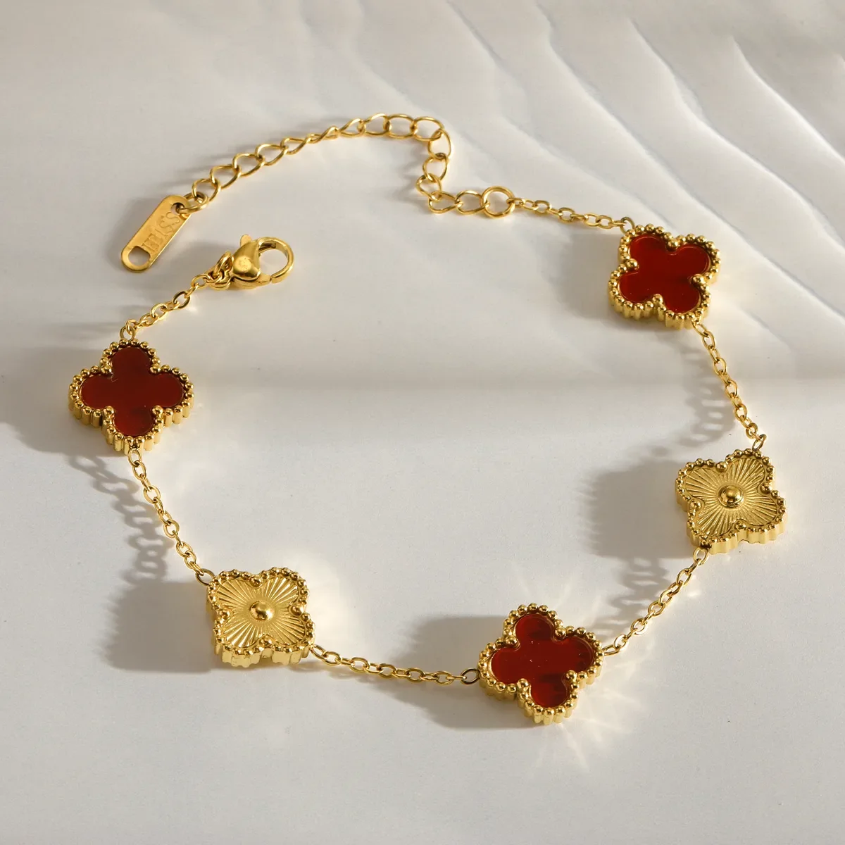 Bracelet Trèfle Rouge Nacré