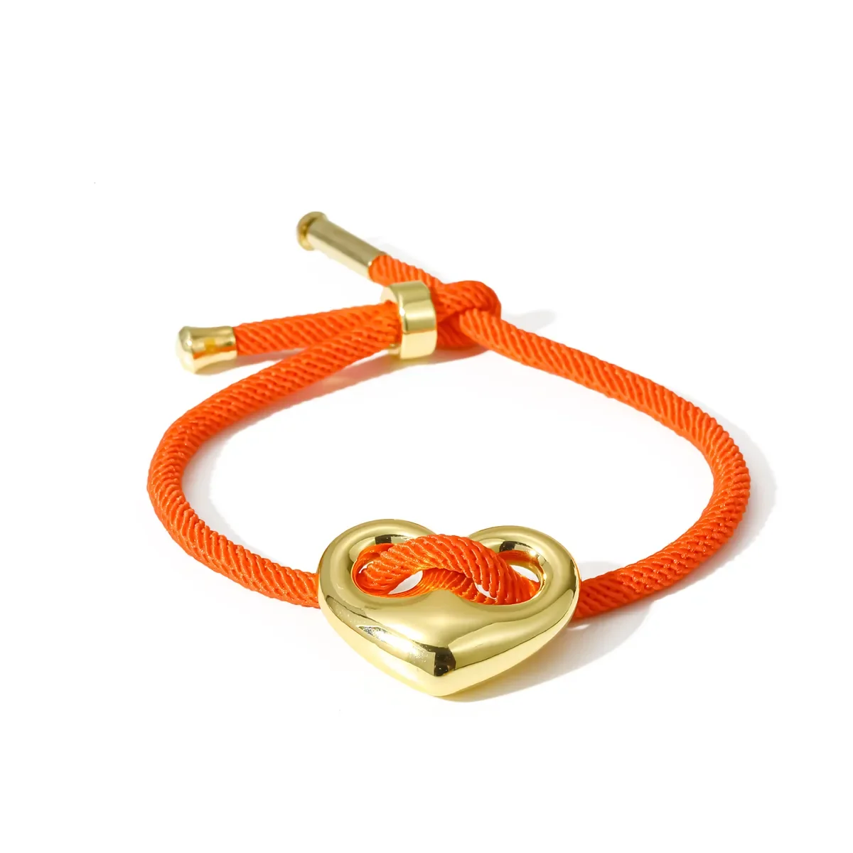 Bracelet Cordon Orange Cœur Coulissant