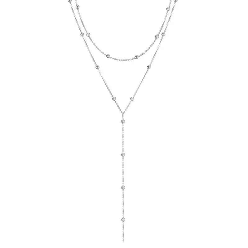 Collier Gouttes d'Eau Chaîne Câble Argenté