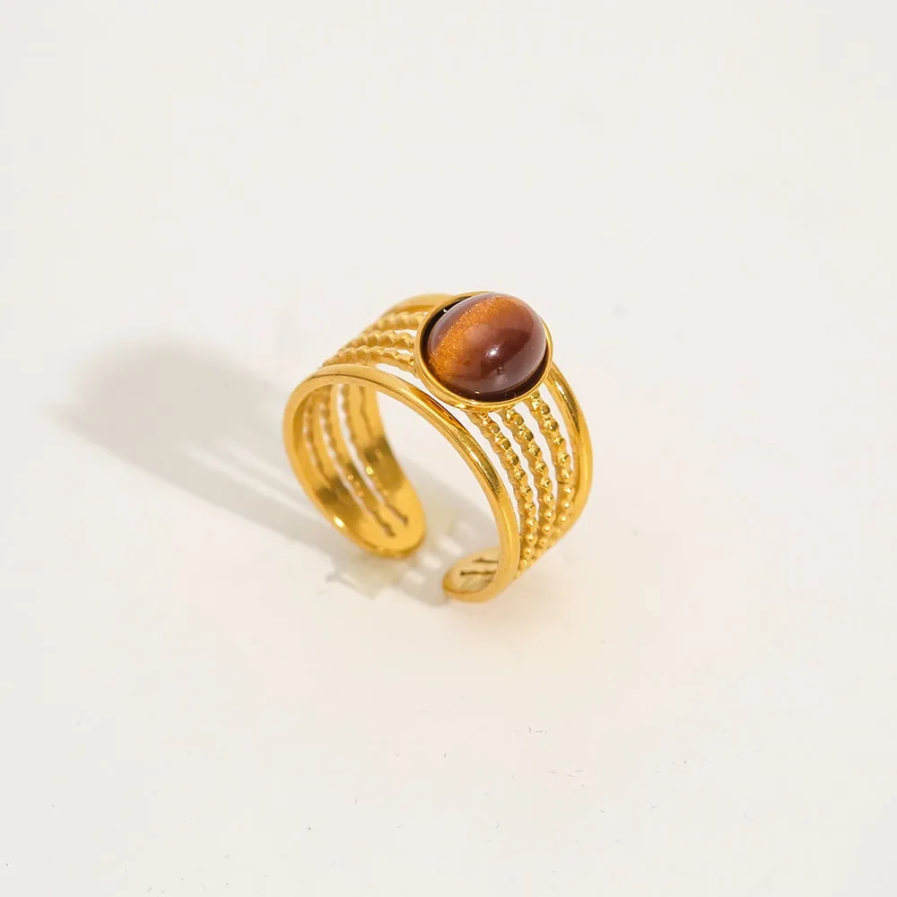 Bague Multi-Anneaux Pierre Ambrée