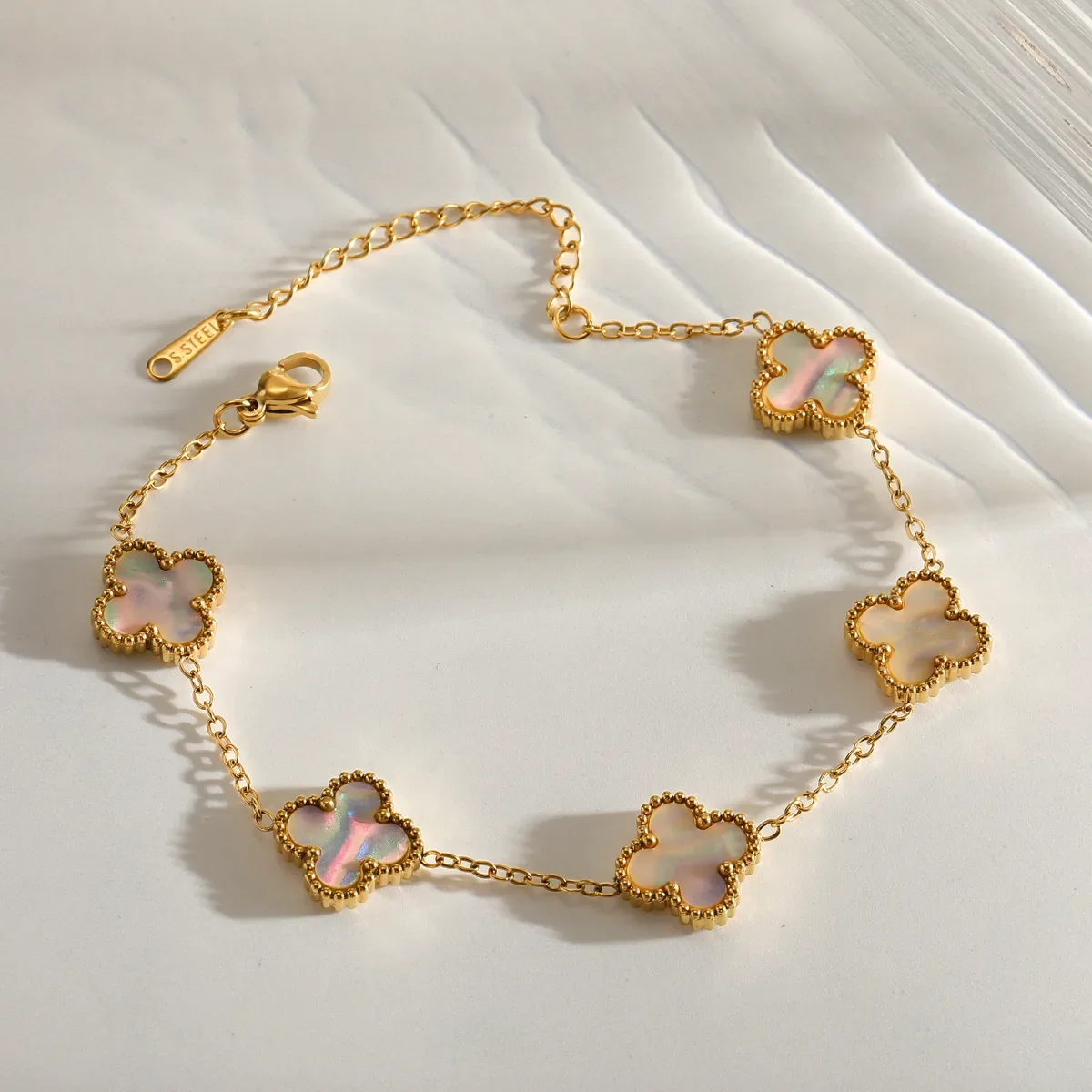 Bracelet Trèfle Nacré Blanc
