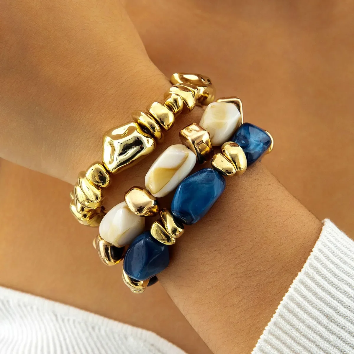 Bracelet Acrylique Color Block Style Vintage