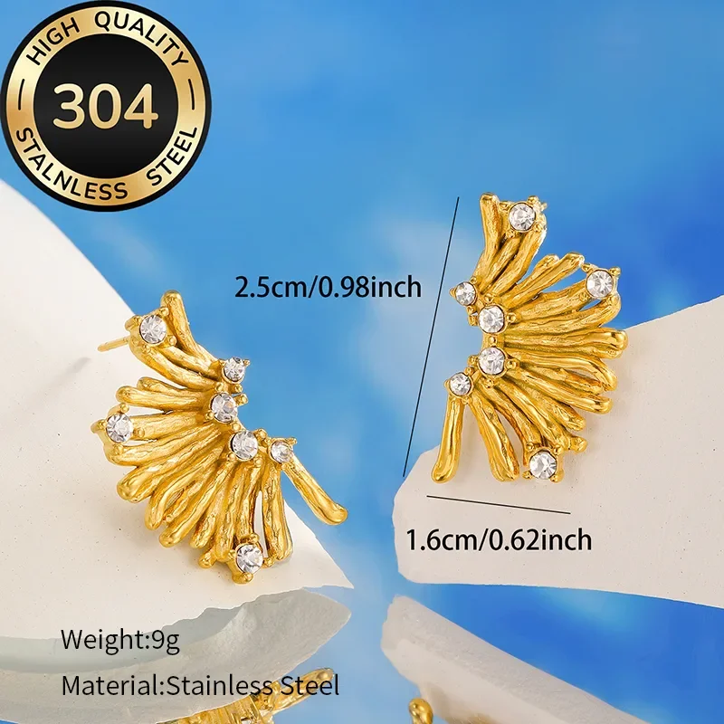Puces d'Oreilles Éventail Pavé de Zircons