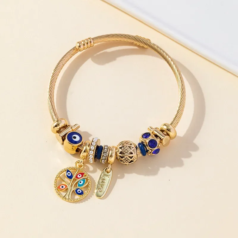 Bracelet Jonc Œil Protecteur Bleu