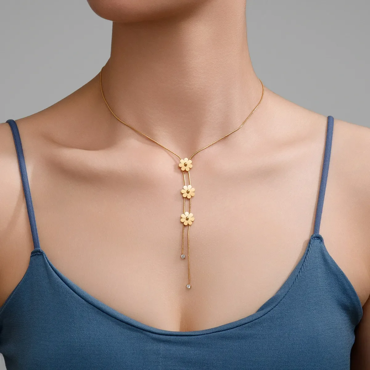 Collier Pampilles Chrysanthème Doré