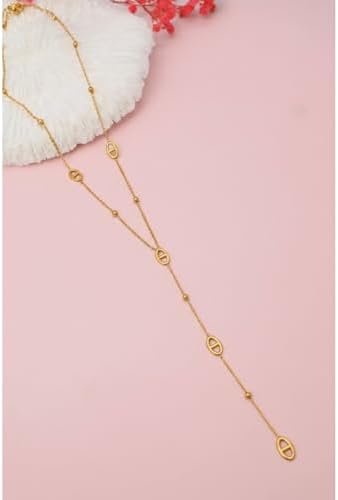 Collar en Y Malla Marinera con Perlas Doradas — foto 2