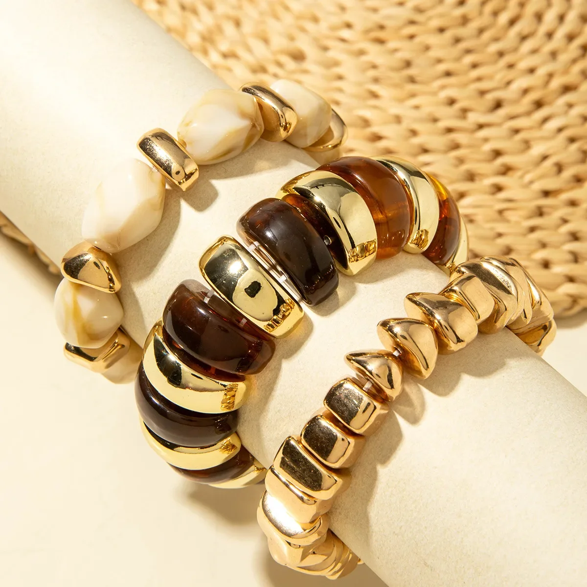 Bracelet Acrylique Color Block Vintage Graphique
