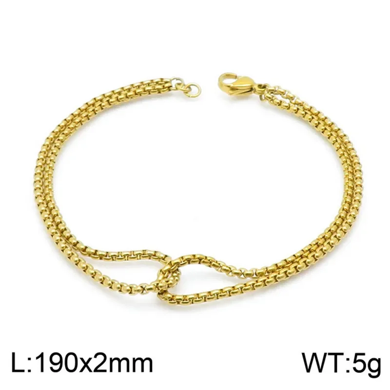 Bracelet Double Chaîne Boîte avec Anneau Noué