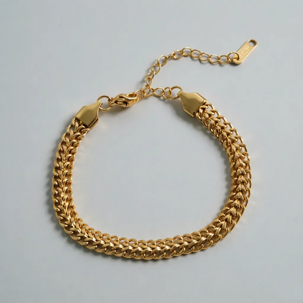 Bracelet Chaîne Tressée Plaqué Or 18K