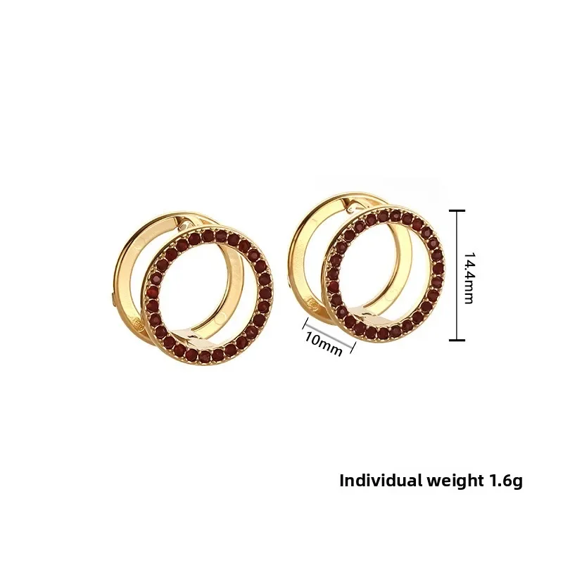 Puces d'Oreilles Anneaux Entrelacés Zircon Bordeaux