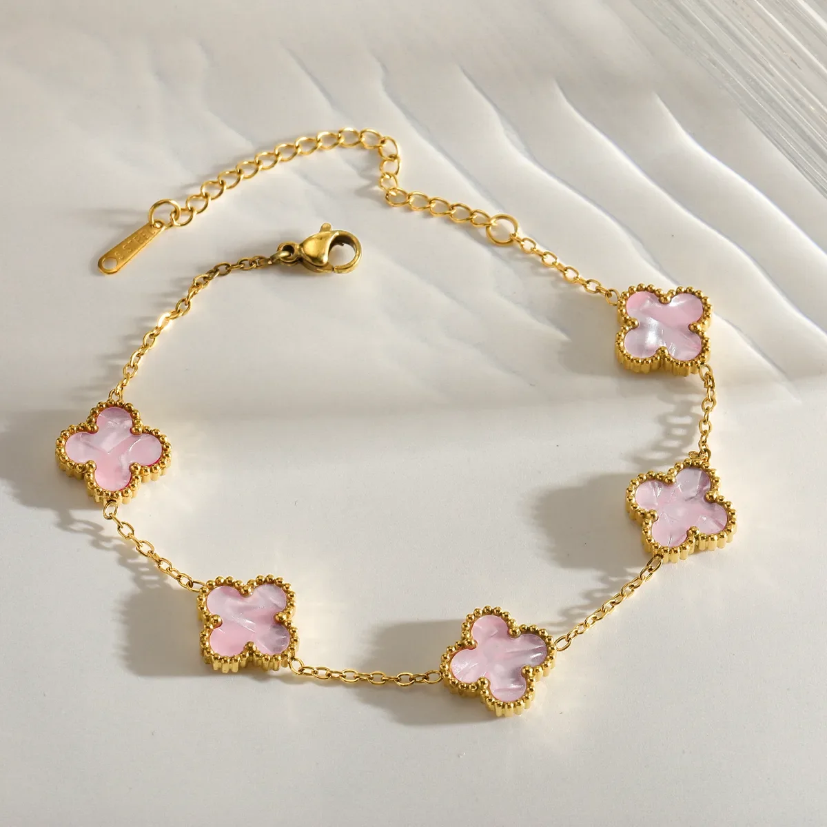 Bracelet Trèfle Nacré Rose