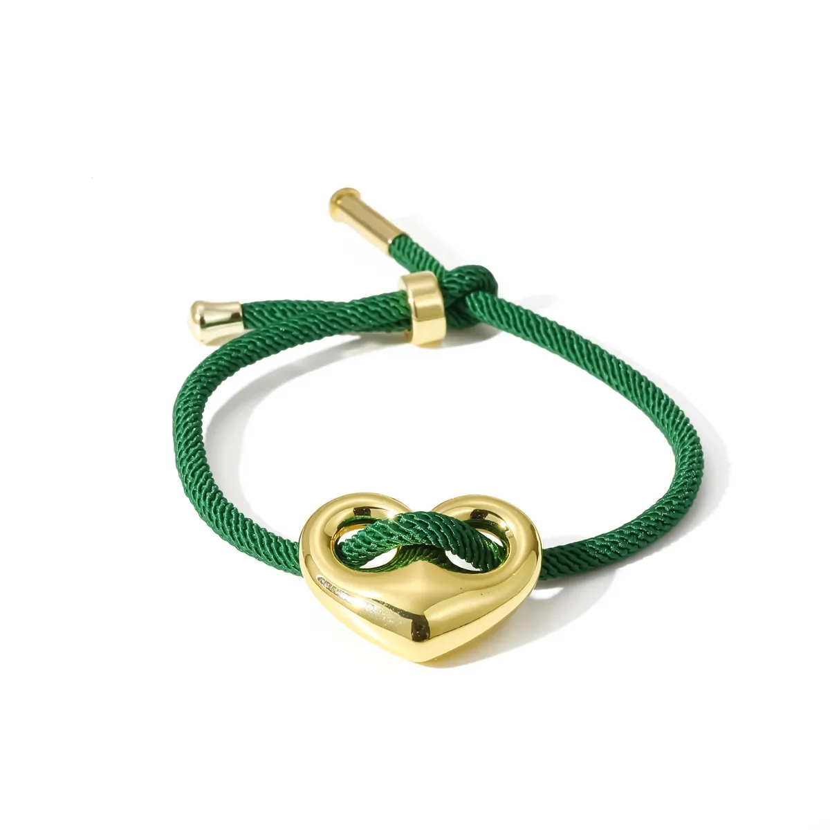 Bracelet Cordon Vert Cœur Coulissant