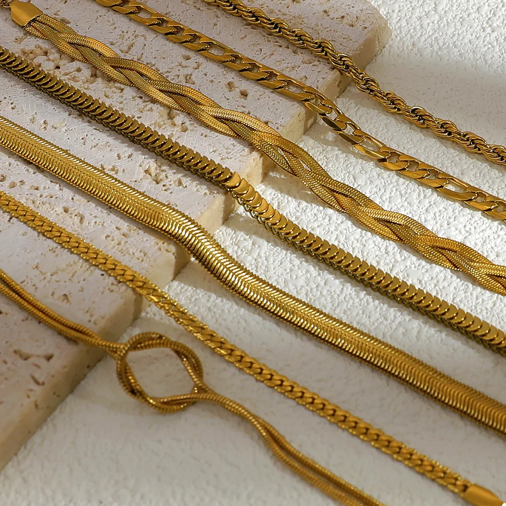 Bracelet géométrique en acier inoxydable plaqué or véritable
