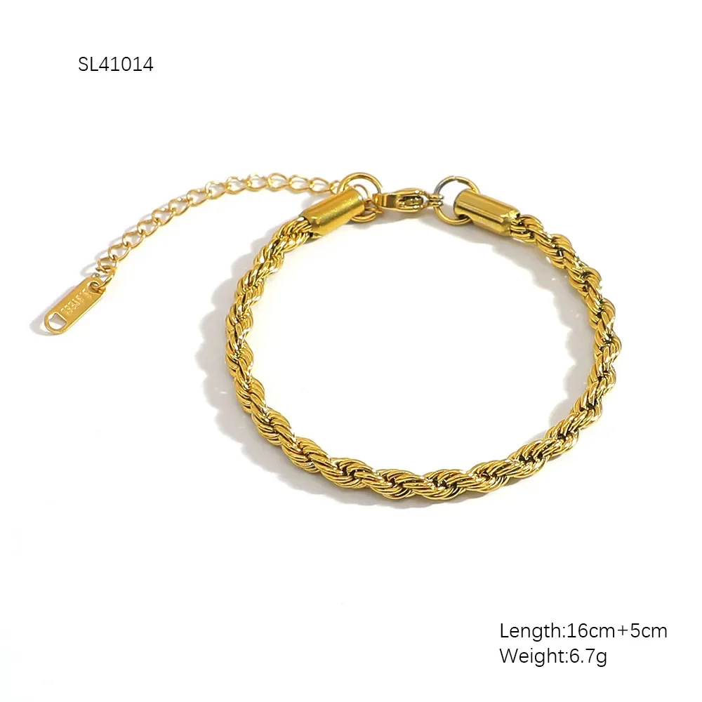 Bracelet Chaîne Torsadée Plaqué Or Véritable