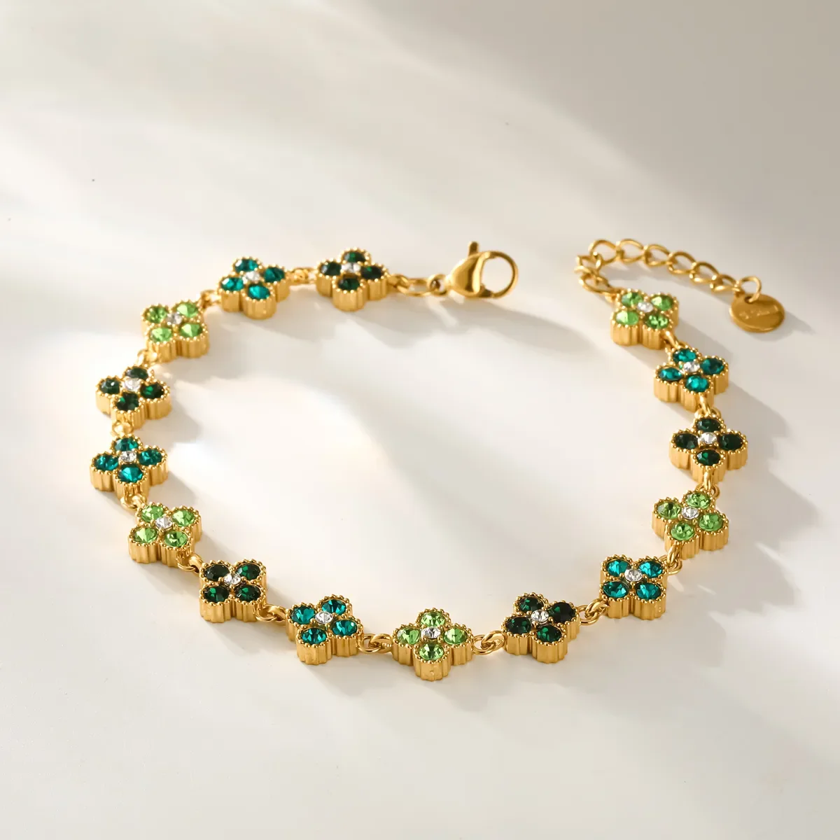 Bracelet Trèfle Vert Doré