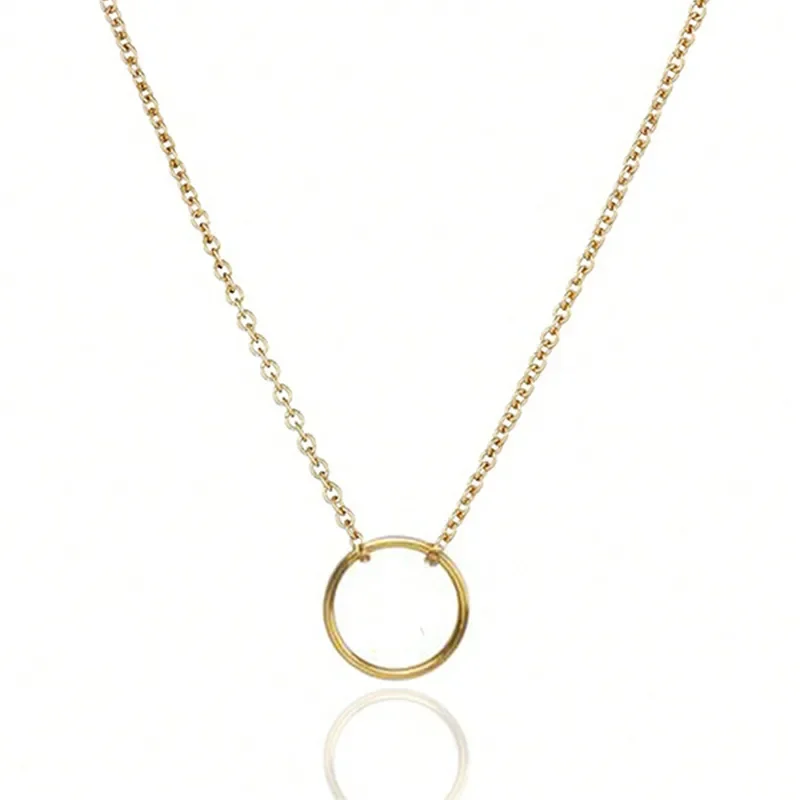 Pendentif Rond Plaqué Or 18 Carats Acier Inoxydable