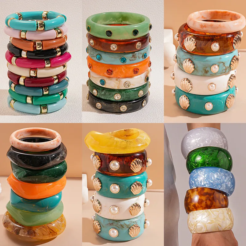 Bracelet Jonc Résine Colorée