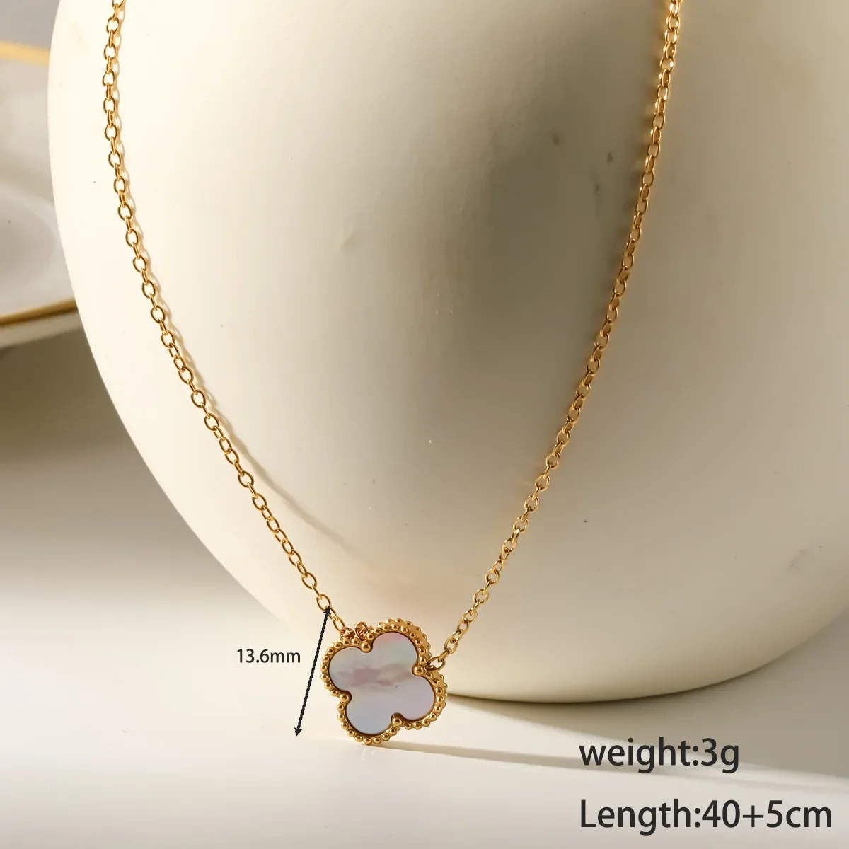 Collier Trèfle Nacré Blanc