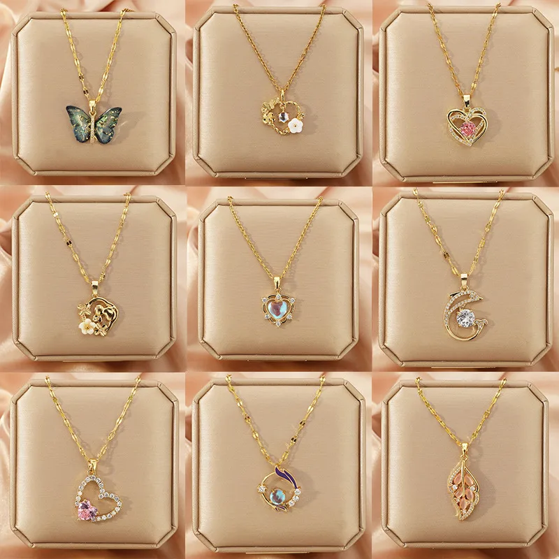 Collier pendentif géométrique en acier inoxydable 201 avec