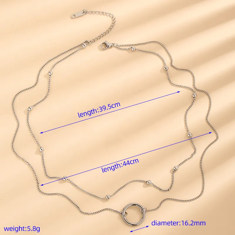 Collier cercle en acier inoxydable 304 plaqué or véritable avec