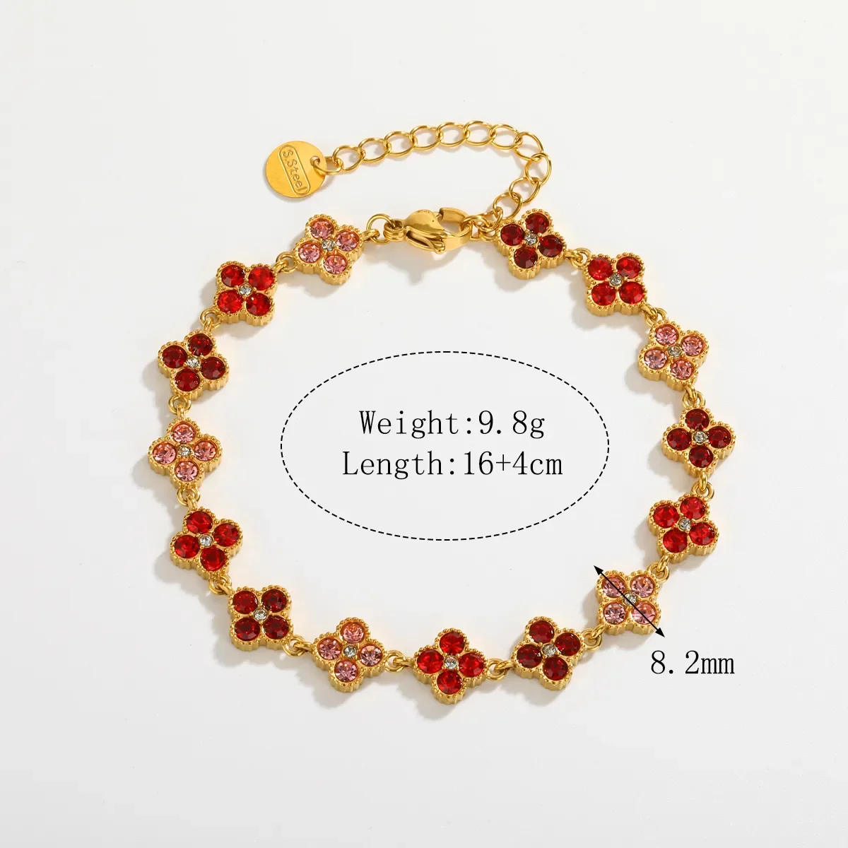 Bracelet Fleurs Rose Rouge