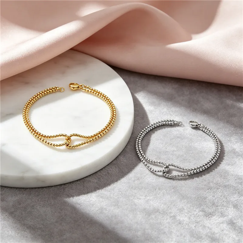 Bracelet géométrique en acier inoxydable plaqué or véritable 18 carats