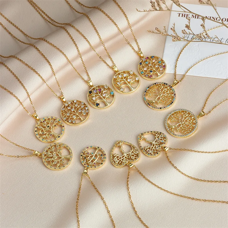 Collier pendentif cœur arbre de vie en acier inoxydable 304 et cuivre
