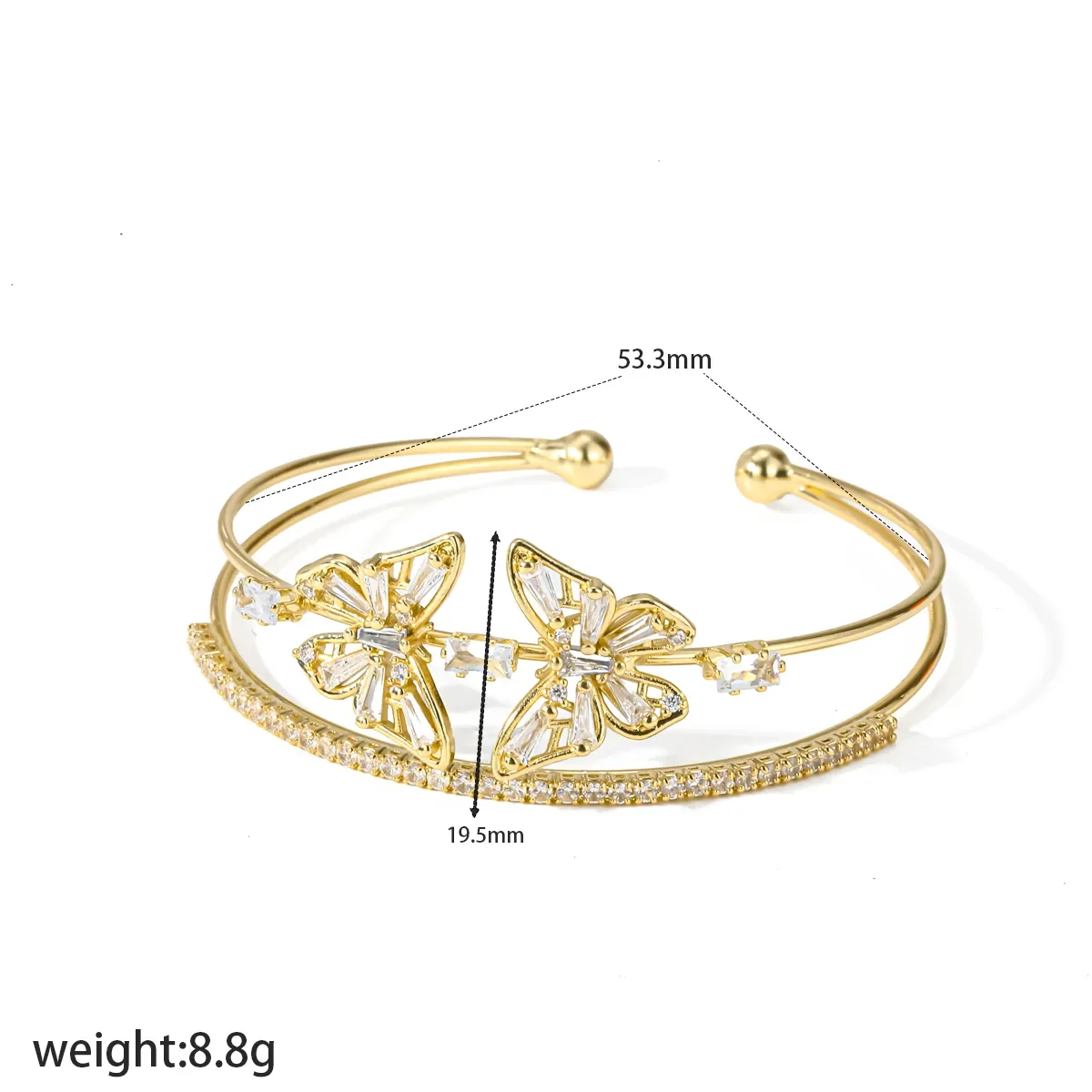 Bracelet Jonc Fleur Cristal et Barrette Pavée