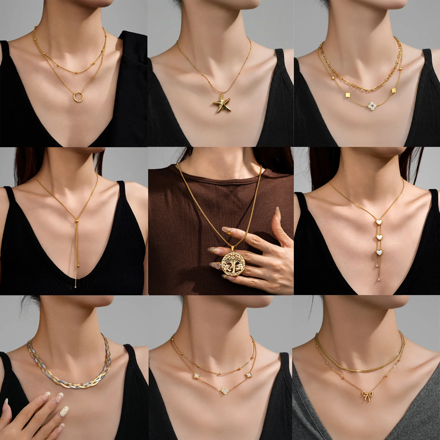 Collier en acier inoxydable 304 doré or avec pendentif en forme de cœur