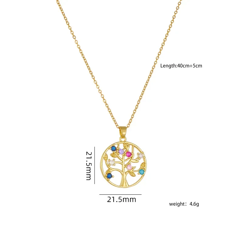 Collier Arbre de Vie Rond Doré