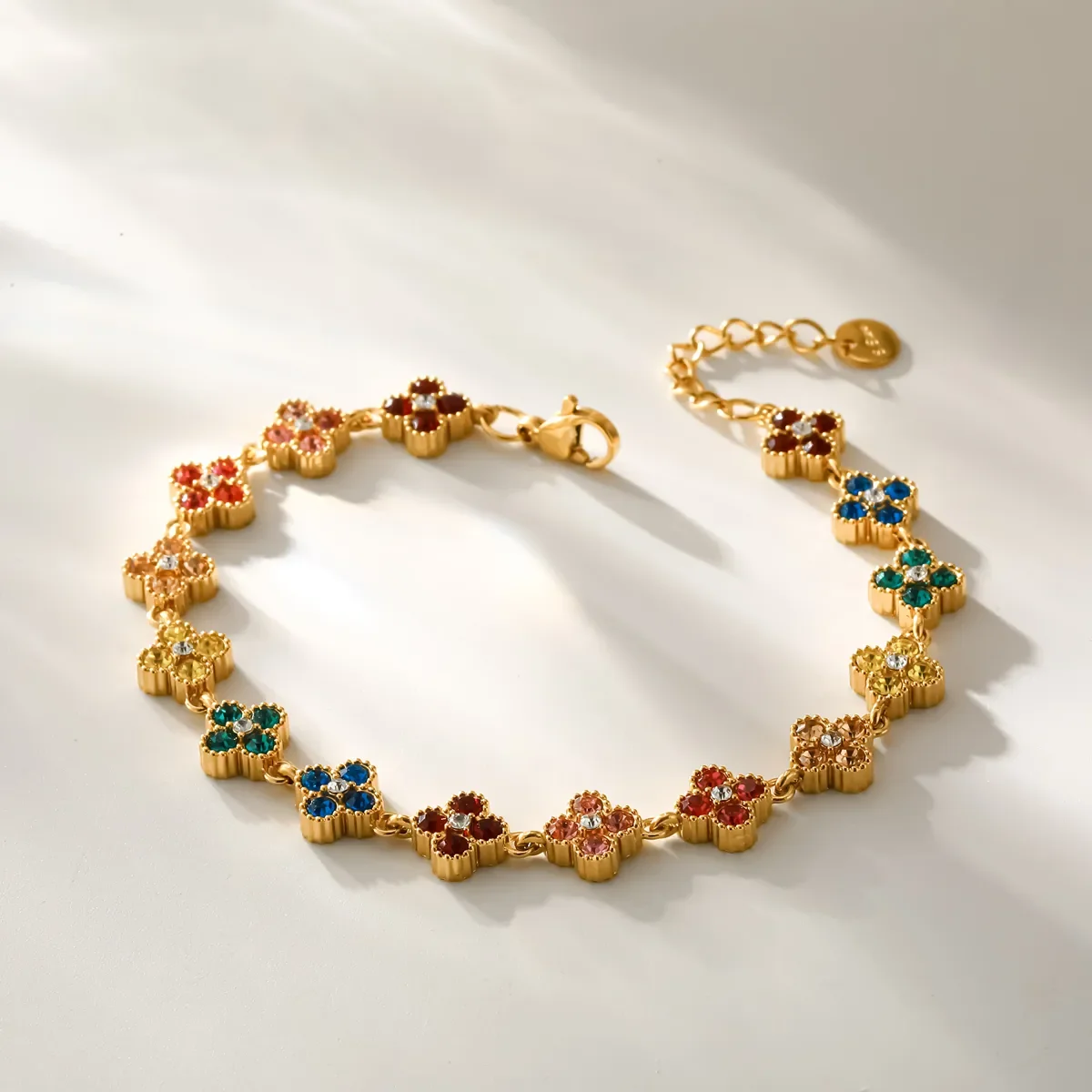 Bracelet Fleurs Multicolore Doré