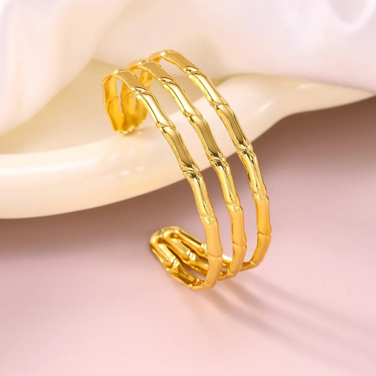Bracelet Jonc Triple Bandeau Effet Bambou
