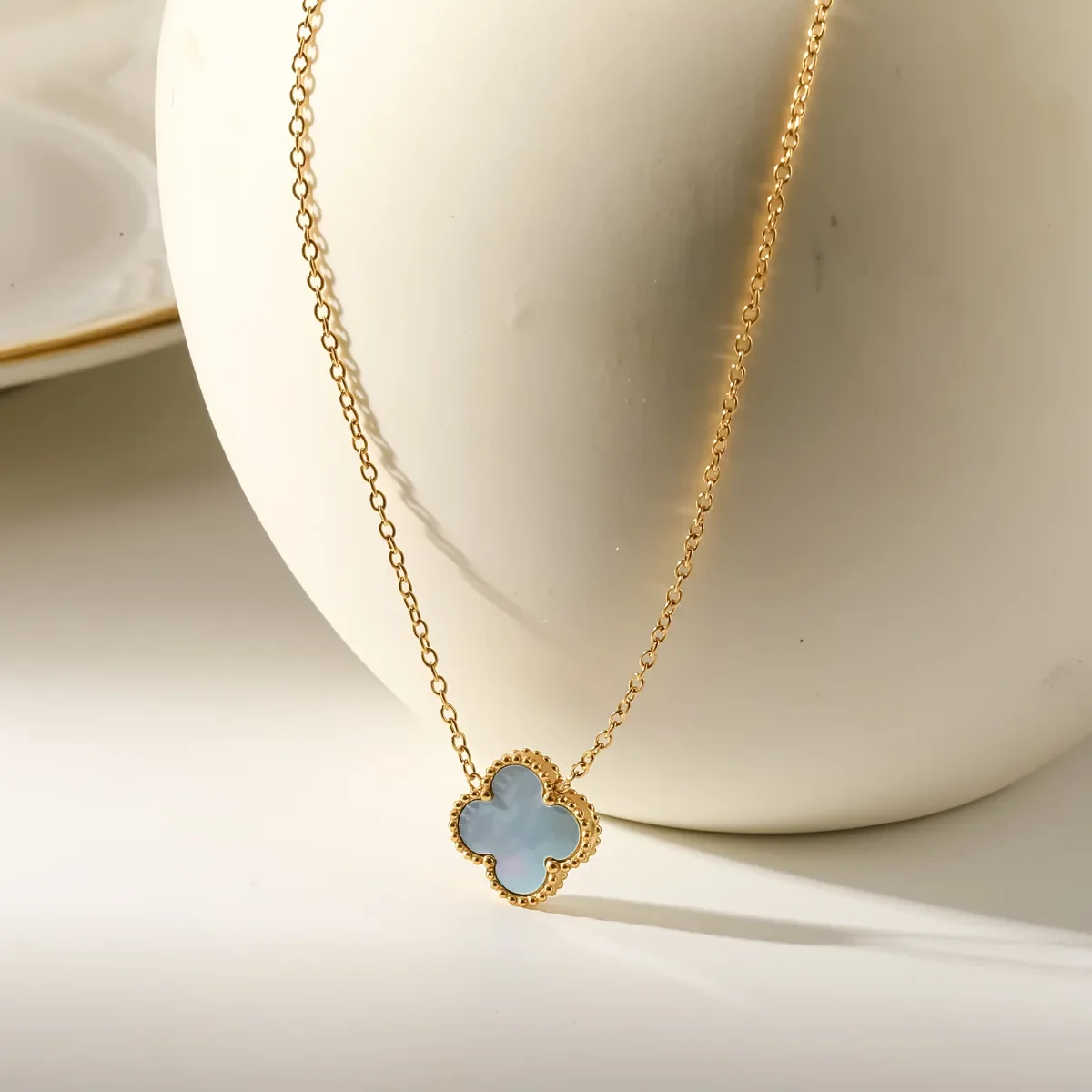 Collier Trèfle Turquoise Doré