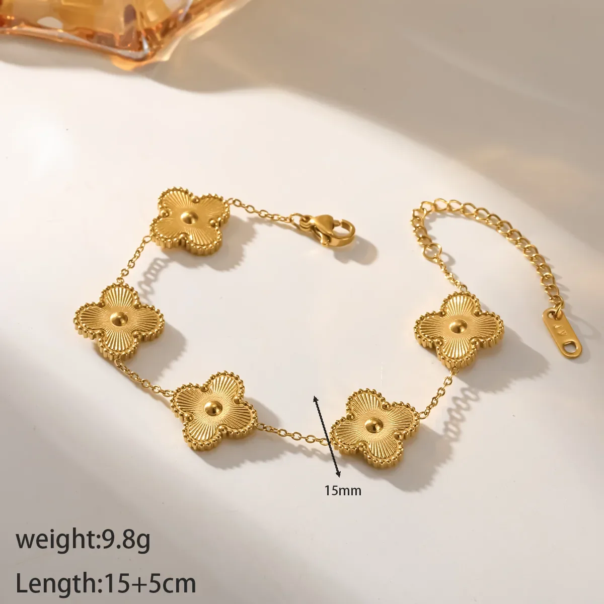 Bracelet Trèfle Perlé Doré