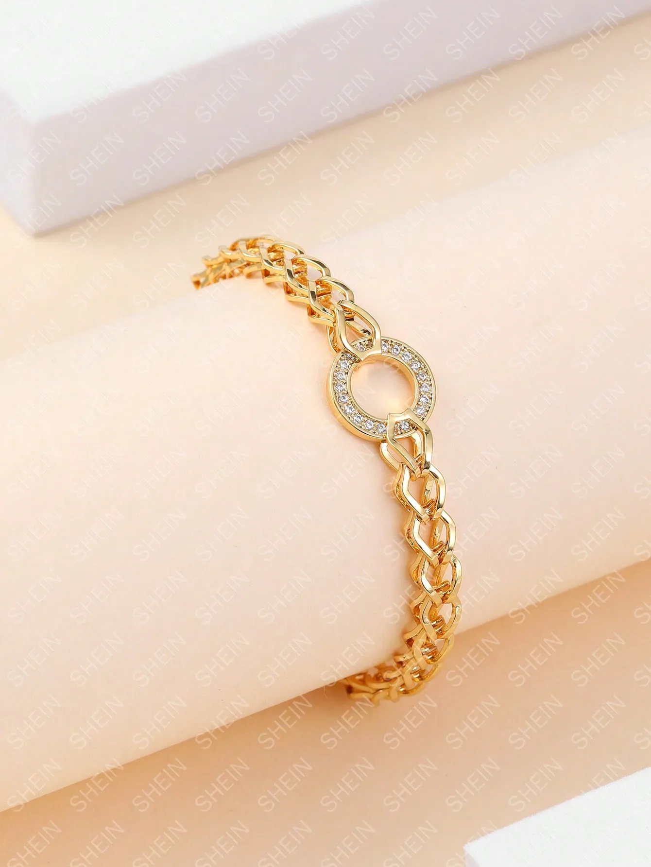 Bracelet rond plaqué or 18K avec zircon et cuivre